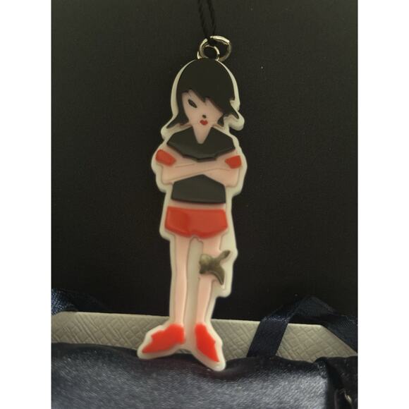 Prada Sterling Silver Plexiglass Girl Charm Pendant Keychain NWT Box - Picture 6 of 6